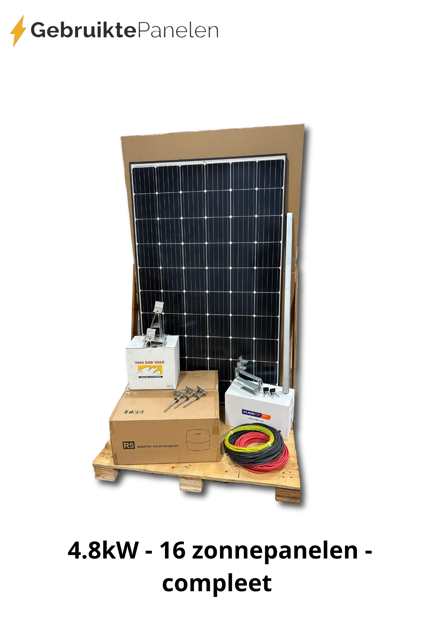 Complete installatie - 16 zonnepanelen - 4.8kW - 1 fase (3 fase mogelijk)