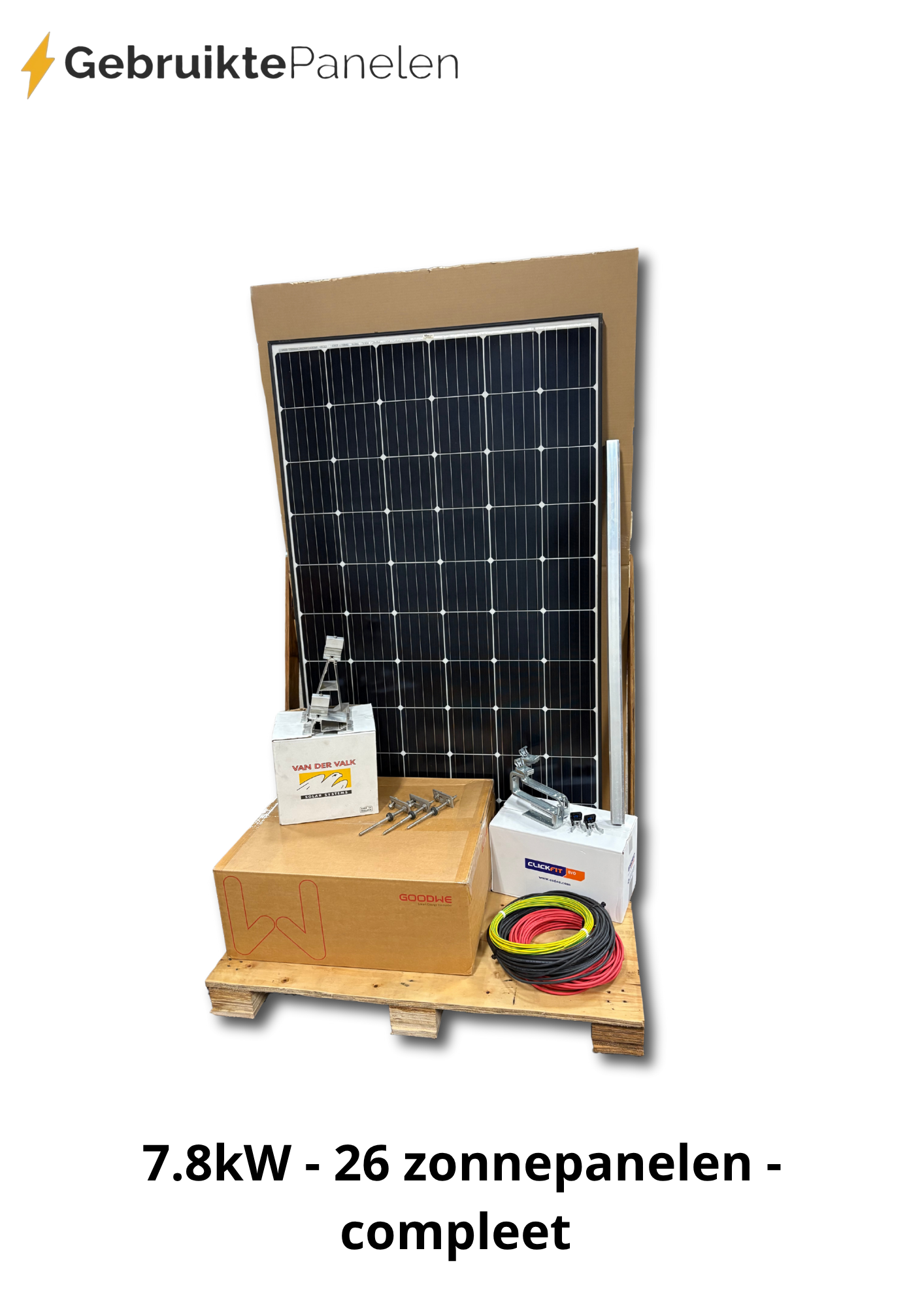 Complete installatie - 26 gebruikte zonnepanelen - 7.8kW - 3 fase