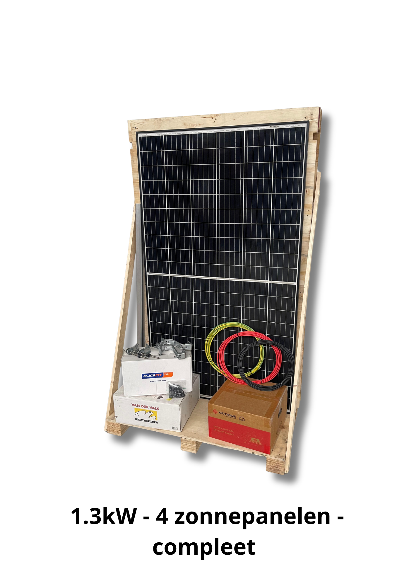 Complete installatie - 4 gebruikte zonnepanelen - 1.3kW - 1 fase