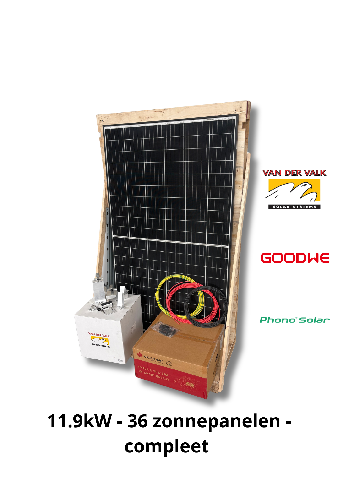 Complete installatie - 36 gebruikte zonnepanelen - 11.9kW - 3 fase