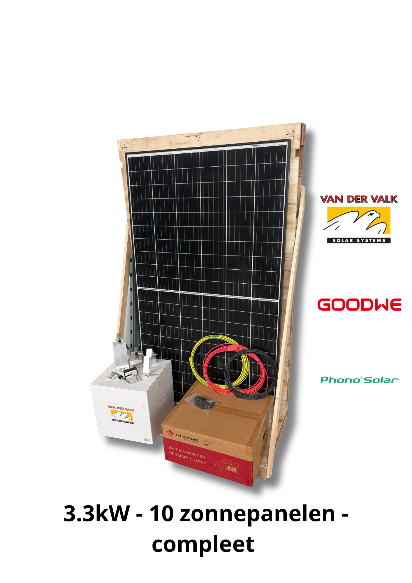 Complete installatie - 10 gebruikte zonnepanelen - 3.3kW - 1 fase